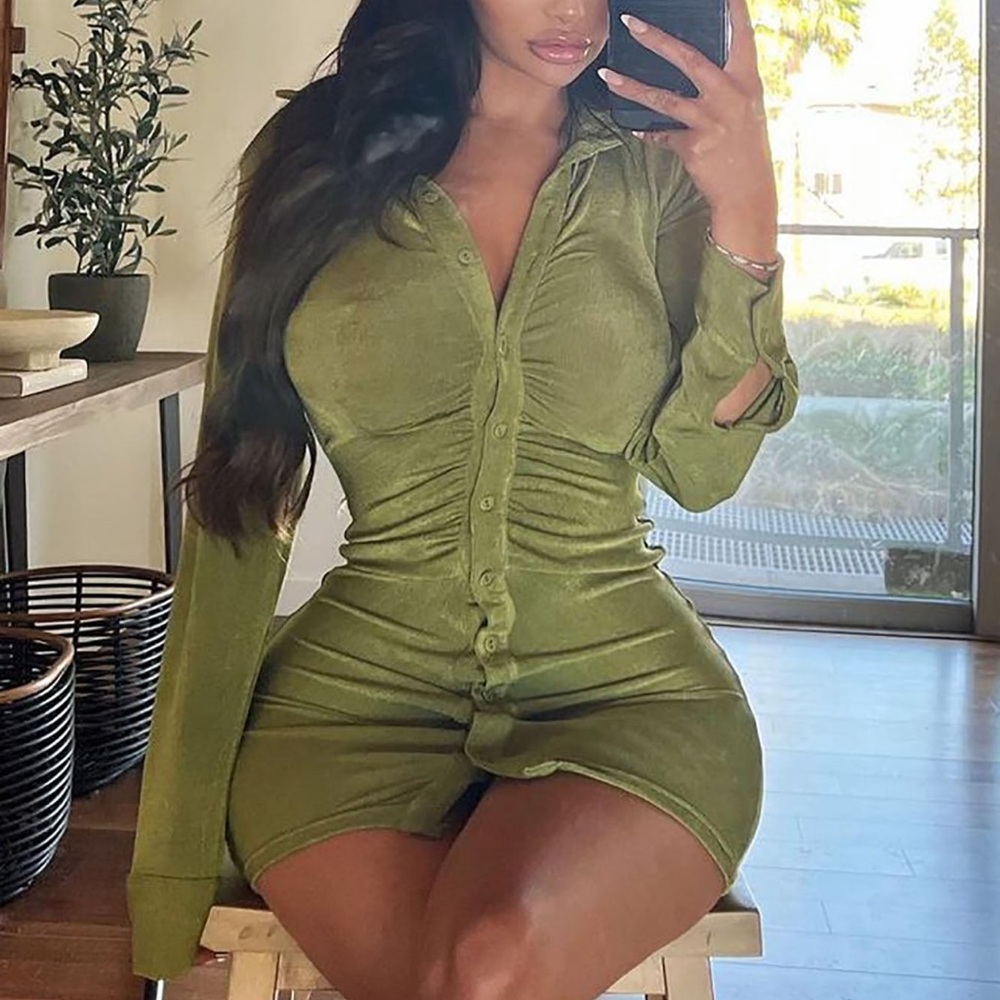 Nights To Remember Shirt Dress - Green